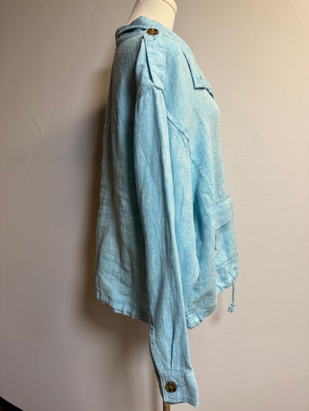 Talbots Light Blue Button-Front Washed Linen Jacket Size XL - Picture 6 of 11
